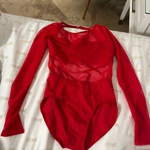 Red longsleeve balera dance gymnastics leotard size M
